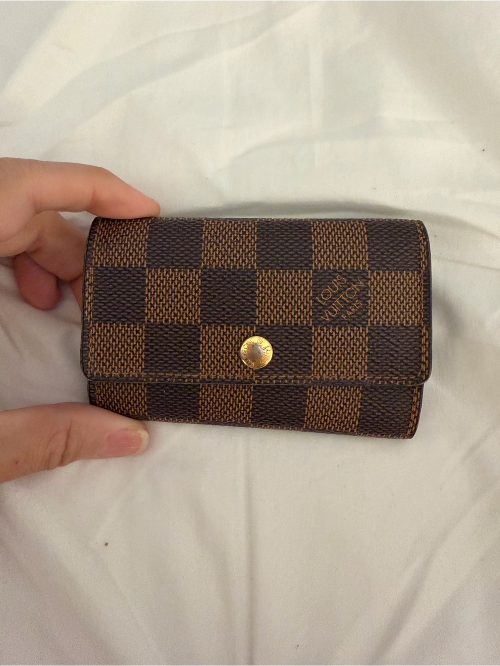 Louis Vuitton Damier Ebene Checkerboard Wallet in Brown and Dark Brown